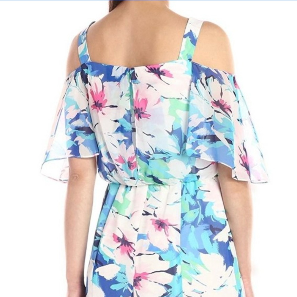 Floral Maxi Dress in Blue and White